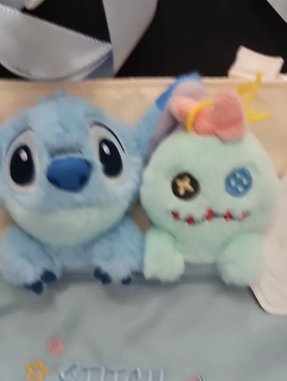 Disney Light Blue Stitch Plush Crossbody Bag with Mint Critter Charm